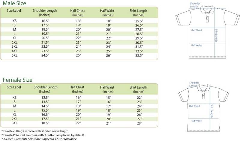 Polo Shirt size guide